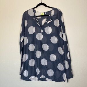 See Design Tunic grey white circles large sheer